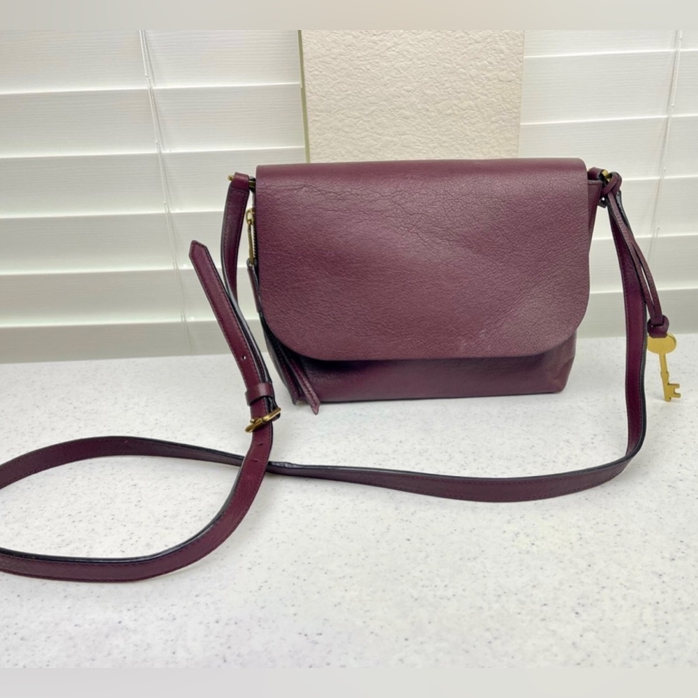 Fossil Maya Purple Leather Women's Crossbody Handbag